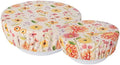 Now Designs Cottage Floral Save It Reusable Cotton Bowl Covers 7.5 and 9.25 inch, Set of 2