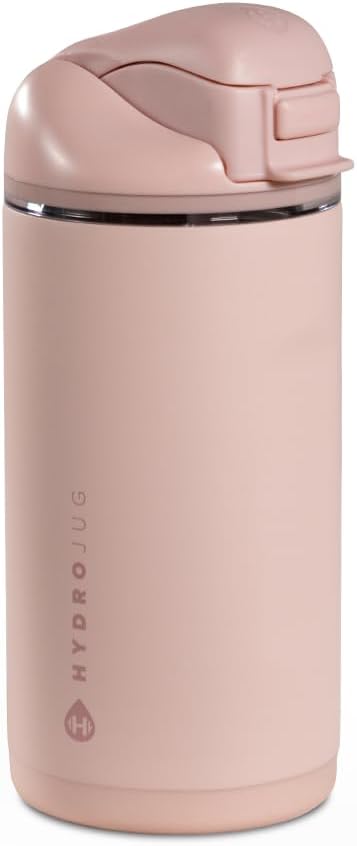 HydroJug Ease2o 14oz Kids Water Bottle with Straw & Chug Lid, Dusty Rose