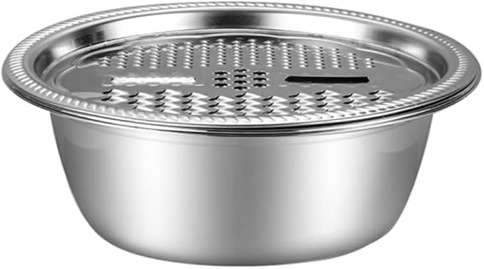 DECHOUS 2Pcs Multipurpose Stainless Steel Grater Bowl Small Basin Basket Grater Basin Bowl Set for Kitchen Rinsing Draining Mixing, 10 Inch