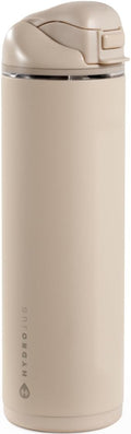 HydroJug Ease2o Water Bottle with Straw & Chug Lid, Stainless Steel, Vented Cap to Help Reduce Pressure, Water-Level Window, Cup Holder Friendly, Non-Slip Base – 24oz, Dune