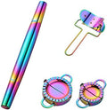 Buyer Star Rainbow rolling pin-15.8-inch Professional Rolling Pin Fondant, Dumplings, Cookies, Pizza Dough, Pasta, Pie Crust, Pastry - Metal French Rolling Pin Roller (NO.0)