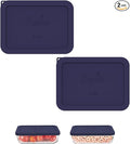 Sophico 3 Cup Rectangle Silicone Storage Cover Lids Replacement for Pyrex 7210-PC Glass Bowls, Container not Included (NAVY BLUE, 2 Pack)