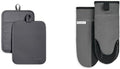 KitchenAid Ribbed Soft Silicone Pot Holder Set, Charcoal Grey 7"x9" & Beacon Two-Tone Non-Slip Oven Mitt Set, Contour Silver/Onyx Black, 5.75"x13", 2 Piece