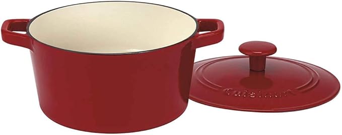Cuisinart Chef's Classic Enameled Cast Iron Dutch Oven with Lid, Porcelain Enameled Interior, Oven Safe, Induction Compatible, 3-Quart, Round, Cardinal Red