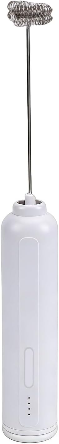 Zerone Milk Frother Handheld Rechargeable Electric Whisk, 10000 RPM, 3 Speeds for Lattes, Cappuccinos, and Hot Chocolate, Perfect for Home or Office Use (White)