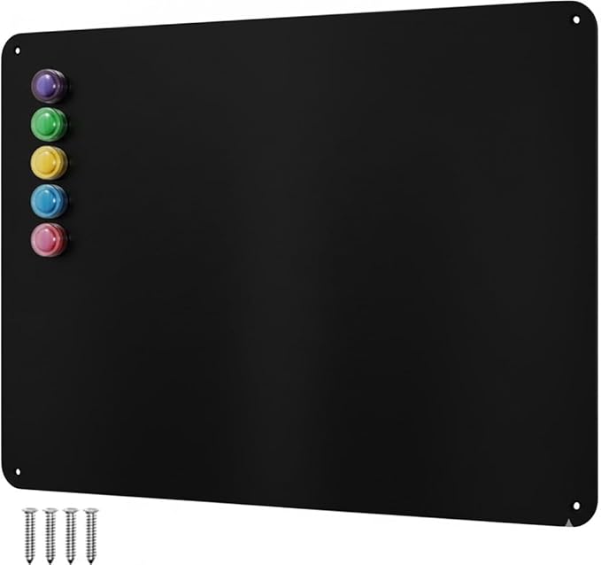 9 inches x 6.5 inches Stainless Steel Plate for Magnets, 3M Adhesive Back, Mounting Screws, Ideal for Magnetic Shelf, Spice Holders, Colorful Magnets as a Gift. Mount Anywhere! (Black, 1 Pack)