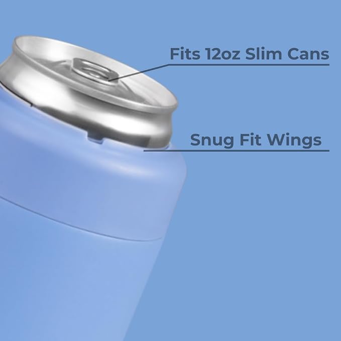 HydroJug Slim Can Cooler 12 oz, Stainless Steel Can Holder, Light Blue