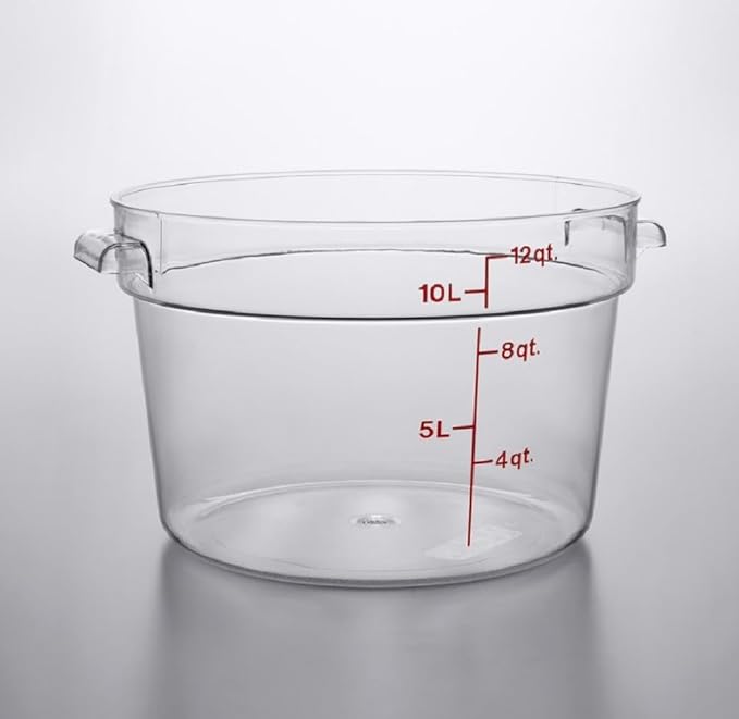 Soro Essentials- 12 qt. Polycarbonate Round Food Storage Container with Graduated Markings Clear Color- Stackable Storage Bin Food Container with Handle for Pantry Organizer Storage Kitchen Fridge