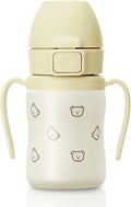GROSMIMI Insulated 316 Stainless Steel Spill Proof Straw Cup, Water bottle with Flip Top for Toddlers, BPA Free (bear, 6oz)