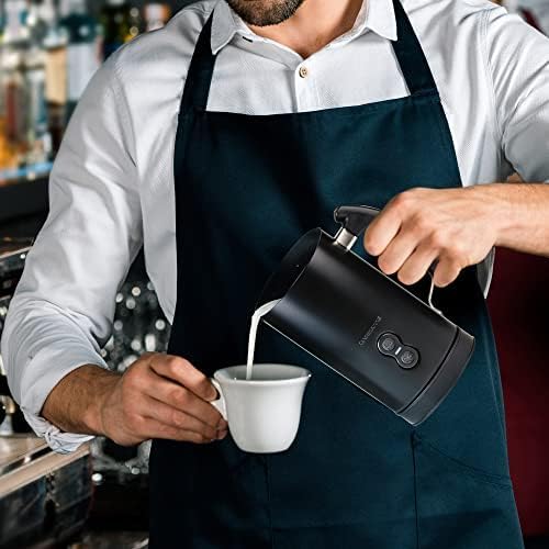 OVENTE Electric Milk Frother and Steamer, Automatic Hot and Cold Foam Maker for Coffee, Latte, Cappuccino or Macchiato, 500W Double-Wall Stainless Steel Milk Warmer with Auto Shutoff, Black FR3608B