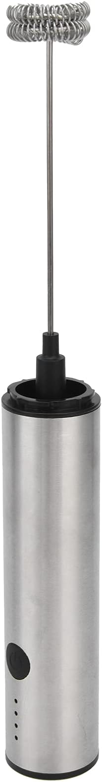 Stainless Steel Electric Milk Frother Handheld USB Charging Mini Milk Mixer - Silent Operation, Detachable Head, Portable Design for Coffee and Kitchen Use