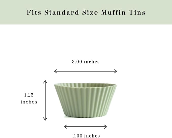 The Silicone Kitchen Reusable Silicone Baking Cup Silicone Muffin Liners for Cupcakes, BPA Free, Regular, 24 Pack, White Blue Green