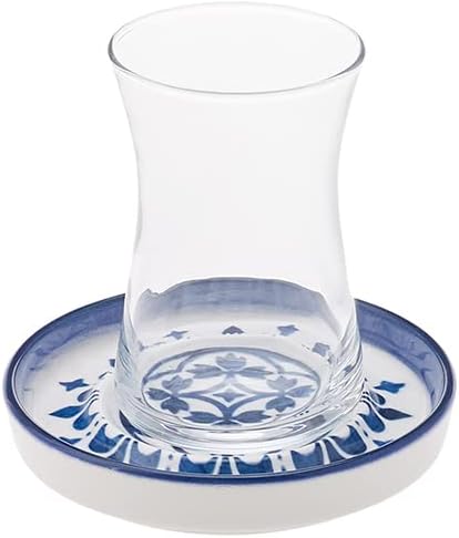 KARACA Zeher Turkish Tea Glasses Set of 12, Tea Cups with Saucers for 6 People, Traditional Turkish Tea Set, Clear Glass, 160ML