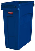 Rubbermaid Commercial Products Slim Jim Trash/Garbage Can with Venting Channels 16-Gallon Blue for Kitchen/Office/Workspace