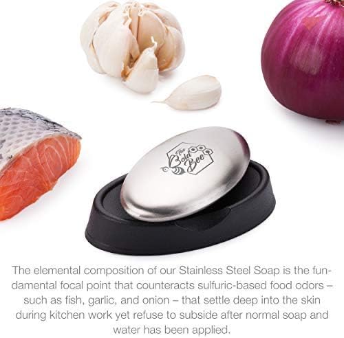 The Bold Bee's Most Popular 12" Mezzaluna Knife & Cover + FREE Stainless Steel Soap Odor Remover Neutralizer | Pizza Cutter | Fruit, Vegetable & Salad Chopper & Dicer | Herb Mincer