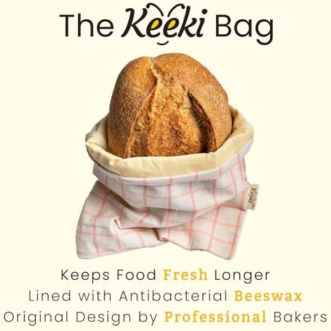 Reusable Beeswax Lined Bread Bag (Blue) & Non-Scratch Mesh Cleaning Cloth – Bread Storage & Kitchen Cleanup Bundle – 2-Piece Set