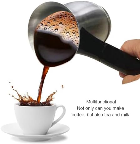 Sanpyl Turkish Coffee Pot, Stainless Steel Arabic, Greek & Turkish Electric Coffee Maker Machine Pot, 600ml Coffee Tea Warmer Kettle with Removable Anti Scald Handle Cordless Base for Home & Travel