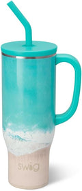 Swig Life 30oz Mega Mug, 30oz Tumbler with Handle and Straw, Large Insulated Tumblers, Cup Holder Friendly Travel Mug, Stainless Steel 30 oz Tumbler, Reusable Insulated Water Bottle (High Tide)