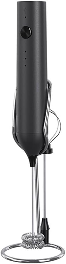 Rechargeable Handheld Milk Frother Set with 3 Speeds, Electric Foam Maker for Coffee Latte, Stainless Steel Whisk and Base Included(Black)