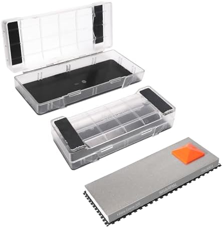 SHARPAL 169H Dual-Grit Diamond Sharpening Stone (220 & 600 Grit) + 160H 2PCS 2-in-1 Non-Slip Holder & Storage Case – Complete Knife Sharpening System