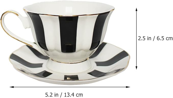 Hemoton Polka Dot Cup and Saucer Set 5.51In European Style Ceramic Coffee Mug with Saucer for Latte Cappuccino Tea Smooth Grip and Design for Home Kitchen Dining