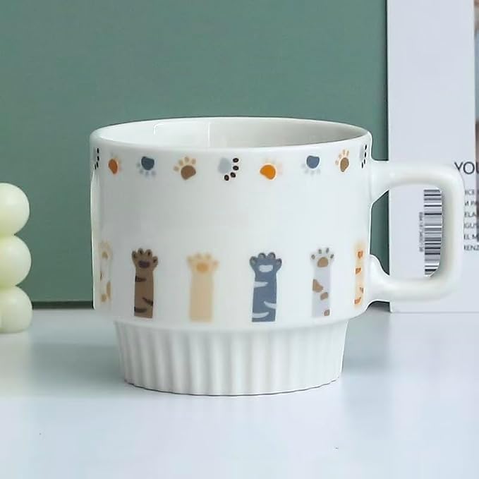 Ceramic Coffee Mugs 12 oz, Cups Set of 4, Mug for Coffee Milk Latte Cappuccino Tea, for Office Home shwasher Microwave Freezer Safe（Cat）