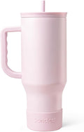 SANDJEST Light Pink 40oz Tumbler with Handle and Straw, Insulated Stainless Steel Travel Coffee Mug for Women Girls, Gift Idea for Birthday Christmas Mothers Day
