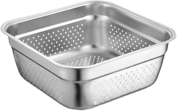 Kichvoe Stainless Steel Colander Large Capacity Multi-functional Washing Basin for Fruits and Vegetables Efficient Drainage Design Space-saving Shape for Kitchen Use