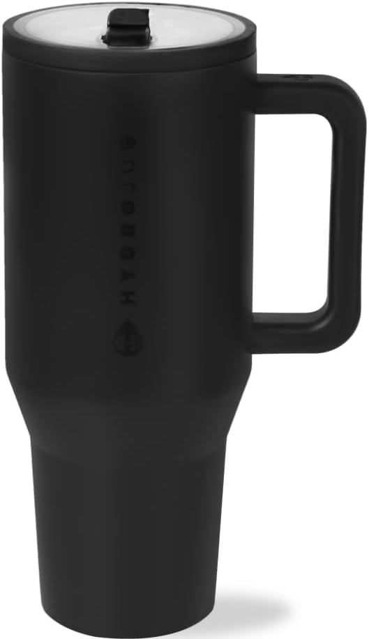 HydroJug Traveler 32oz, Insulated Tumbler with Handle & Straw, Black