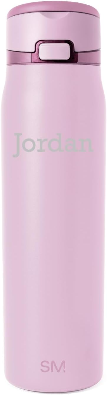 Simple Modern Personalized Mesa Loop Water Bottle with Covered Straw and Handle | 30oz Cup Holder Friendly Insulated Stainless Steel Bottles for Travel, Sports and School | Pink Champagne