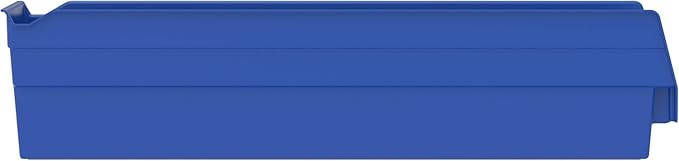 Akro-Mils 30128 Plastic Shelf Bins, Heavy Duty Storage Bins for Garage, Closet, and Drawer Organization, 18-Inch x 4-Inch x 4-Inch, Blue, 12-Pack