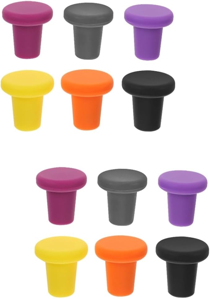 ULTECHNOVO 12pcs Silicone Wine Bottle Stoppers Leakproof Beverage Sealers for Wine Beer and More Food-grade Material and Keep Fresh and Prevent Spills