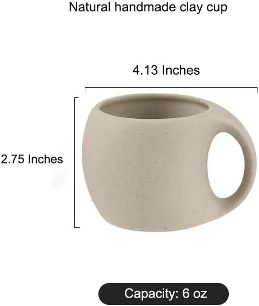 6 oz Clay Cup and Wood Saucer Set of 1, Ceramic Coffee Latte Art Mug With Saucer, Cafe Cups for Cappuccino, Espresso, Coffee, Tea, Porcelain Set for Baristas, Great Gift