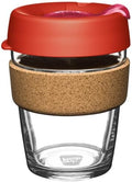 KeepCup Brew Cork, Reusable Glass Tumbler with Natural Cork, Tall Coffee Cup 12oz/340ml - Daybreak