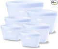 6-Pack Silicone Reusable Stand Up Zip Lock Bag Food Storage Bags, Multi-Use Food Storage Bags, Lunch Bag, Travel Containers, Leak-free, Dishwasher-Safe, Freezer-Safe, light blue (6-Pack)