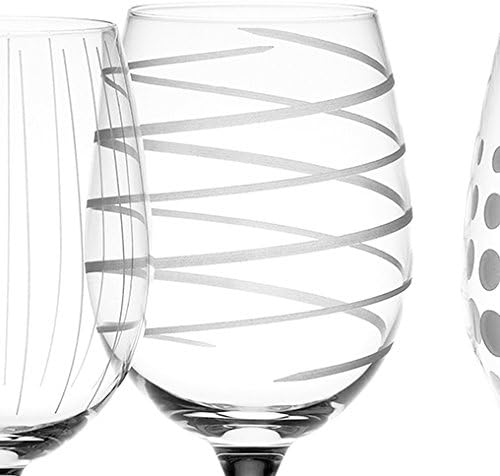 Mikasa Set of 4 Cheers Crystal White Wine Glasses, Silver