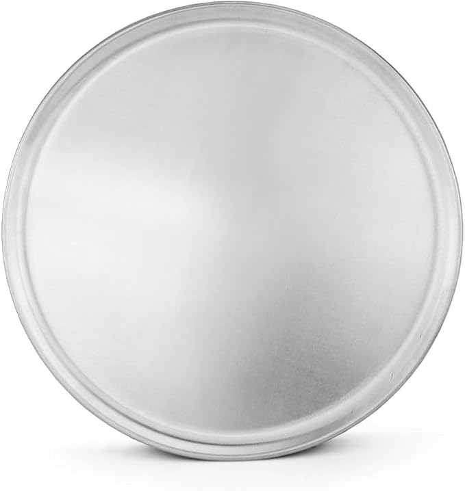 New Star Foodservice Restaurant-Grade Aluminum Pizza Pan, Baking Tray, Coupe Style, 16-Inch, Pack of 6