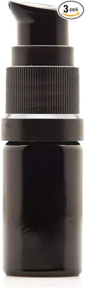 Infinity Jars 5 ML (0.17 fl oz) Refillable UV Black Glass Pump Bottles Leak-Proof Travel Containers for Toner, Sanitizer, Beard Oil, Hair Serum, Essential Oils Bottles 3-Pack
