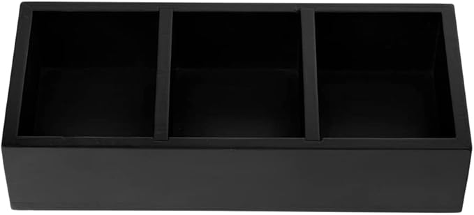 Restaurantware-9.5 x 4.25 x 2 Inch Coffee Condiment Organizer, 1 Rectangle Creamer Organizer - 3 Compartments, Black Bamboo Coffee Accessory Caddy, Won't Chip, For Tea And Sugar Packets