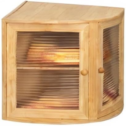 HOMEKOKO Double Layers Bamboo Corner Bread Box for Kitchen Counter, Vintage Wooden Large Capacity Bamboo Bread Food Storage Bin (Natural Bamboo)