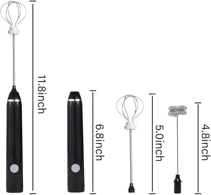 ECO CREST-Premium Whisk Milk Frother – Handheld Electric Coffee Frother with Adjustable Speed | ABS + Stainless Steel Build, 1200mAh Rechargeable Battery