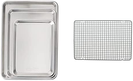 Nordic Ware 3 Piece Baker's Delight Set (1 Pack, Aluminum) and Nordic Ware Nonstick Baking & Cooling Grid (Steel)