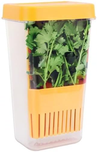 LUVCOSY Fresh Herb Keeper for Refrigerator, Clear BPA-Free Herb Saver, Storage Container for Cilantro, Parsley, Thyme, Mint & Asparagus, Preserver Keeps Fresh Herbs for 3 Times Longer, Orange