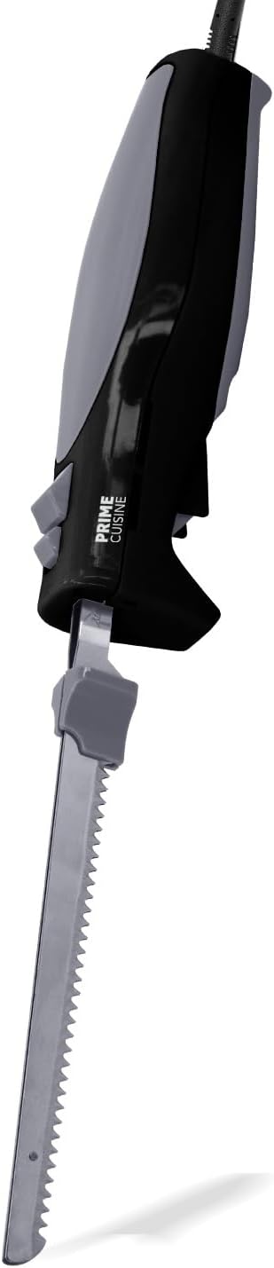Electric Knife With Cord| 9" Stainless Steel Blade | Non-Slip Grip | Dishwasher Safe Parts | Trigger Lock Safety | Ergonomic Handle | Includes Knife Stand