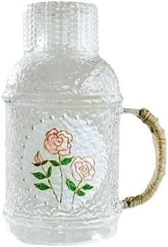 GLigeT Iced Tea Pitcher 2200ml Glass Water Pitcher Carafe with Lid Heat Resistant Glass Kettle with A Cup for Hot Cold Brew Iced Tea Juice Water Jug
