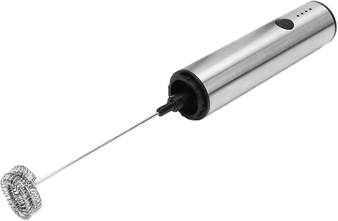 Electric Milk Frother, USB Rechargeable Handheld Foam Maker, Stainless Steel Electric Whisk Beater for Stirring Frothing Milk & Beating Eggs, Ideal for Coffee Hot Chocolate Matcha