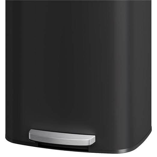 60 Liter/16 Gallon Kitchen Trash Can, Trash Can with Lid and Foot Pedal, Stainless Steel Garbage Can with Liner Rim, Rear Handle, Soft Close Plastic Lid