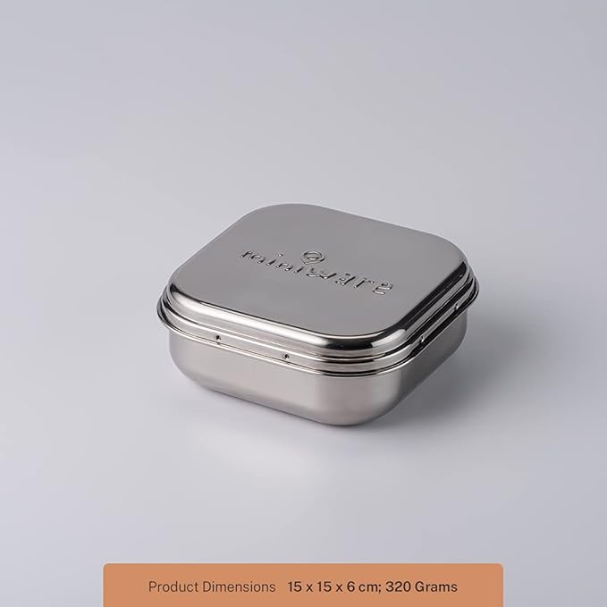 Miniware GrowBento Box and 2 Silipods | Durable 304 Stainless Steel Lunch Box and Leakproof Silicone Storage Containers Set | Grows from Baby Purees to School Lunches (Steel + Peach)