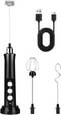 Rechargeable Milk Frother, Handheld Electric Mini Foam Maker with 3 Adjustable Speed for Coffee, Latte, Hot Chocolate, Portable Drink Mixer and Whisker
