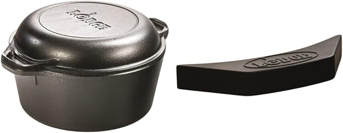 Lodge Cast Iron Serving Pot and Silicone Assist Handle Holder Bundle